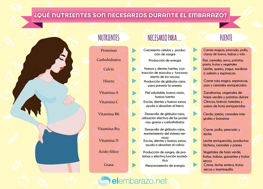 Nutrientes necesarios para el embarazo